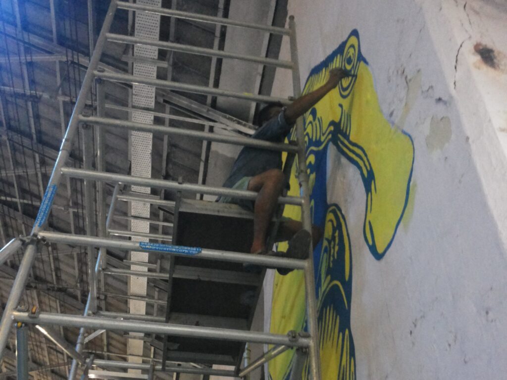 Mural painting in process at Chennai Central Station